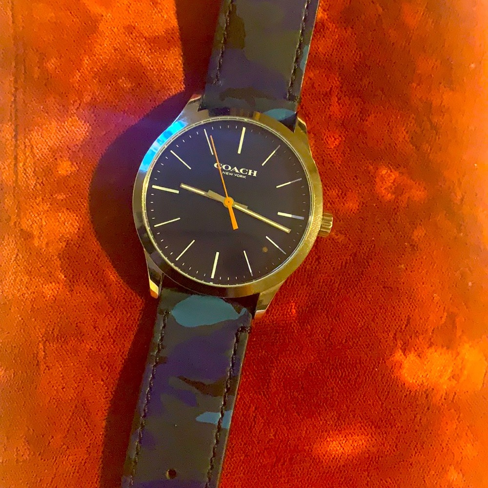 Coach men’s watch silver and blue camo